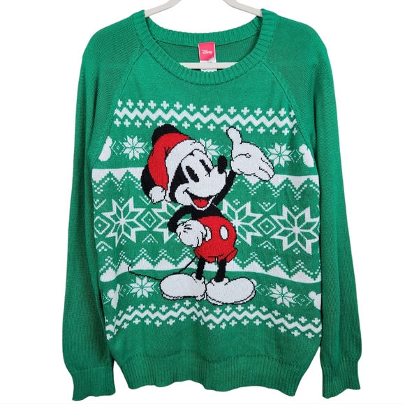 Disney Mickey Mouse Santa Hat Ugly Christmas Sweater UCS Cute Womens Size XXL - Picture 1 of 7